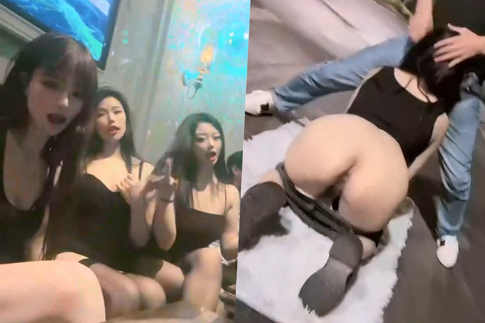场面淫乱KTV多人！跪地插嘴后入！张开双腿沙发上操，驾车户外，马路上翘屁股吃屌，回酒店4P激情